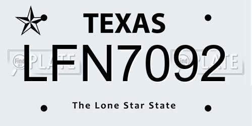 LFN7092 Texas License Plate
