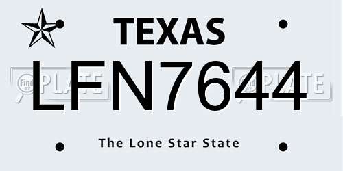 LFN7644 Texas License Plate