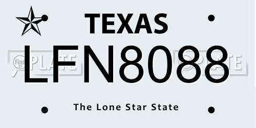 LFN8088 Texas License Plate