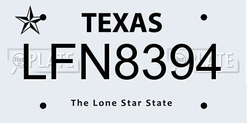 LFN8394 Texas License Plate