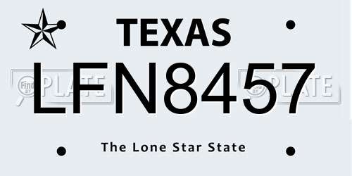 LFN8457 Texas License Plate