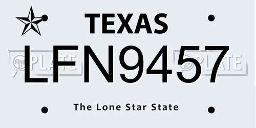 LFN9457 Texas License Plate