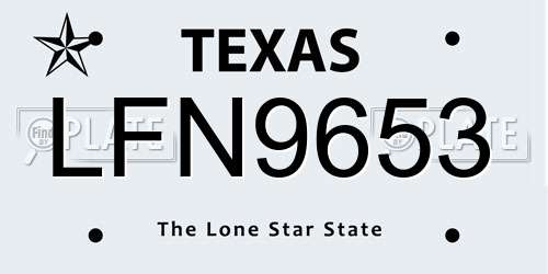LFN9653 Texas License Plate