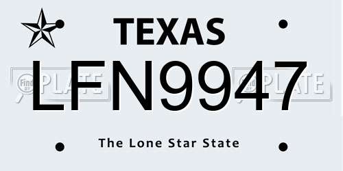LFN9947 Texas License Plate