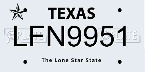 LFN9951 Texas License Plate