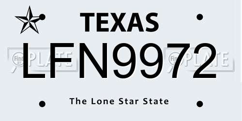 LFN9972 Texas License Plate