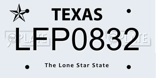 LFP0832 Texas License Plate