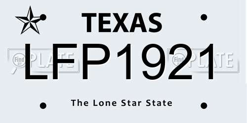 LFP1921 Texas License Plate