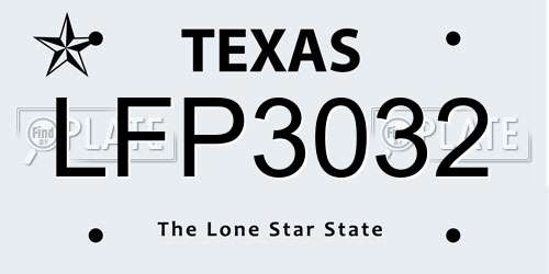 LFP3032 Texas License Plate