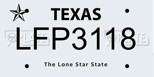 LFP3118 Texas License Plate