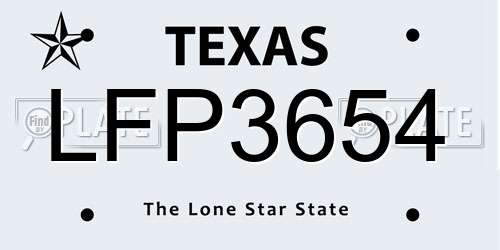 LFP3654 Texas License Plate