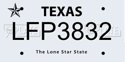 LFP3832 Texas License Plate