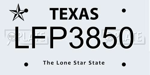 LFP3850 Texas License Plate