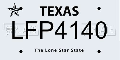 LFP4140 Texas License Plate