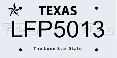 LFP5013 Texas License Plate