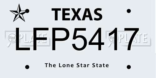 LFP5417 Texas License Plate