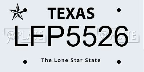 LFP5526 Texas License Plate