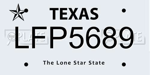 LFP5689 Texas License Plate