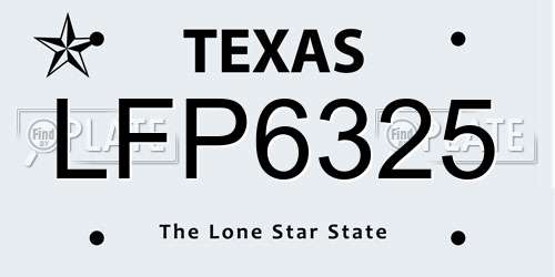 LFP6325 Texas License Plate