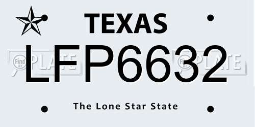 LFP6632 Texas License Plate