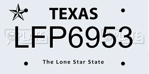 LFP6953 Texas License Plate