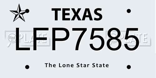 LFP7585 Texas License Plate