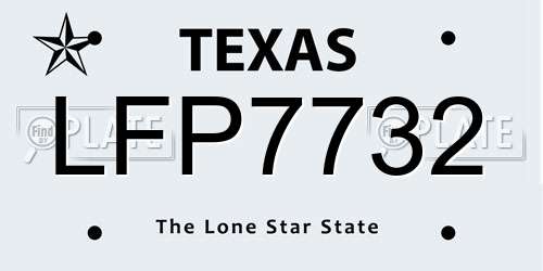 LFP7732 Texas License Plate