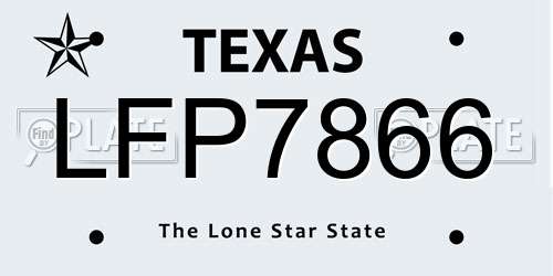 LFP7866 Texas License Plate