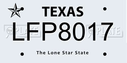 LFP8017 Texas License Plate