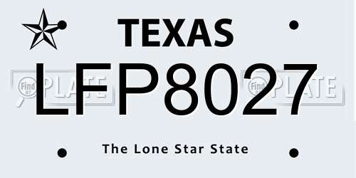 LFP8027 Texas License Plate