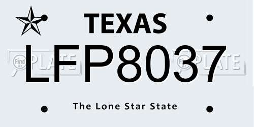 LFP8037 Texas License Plate