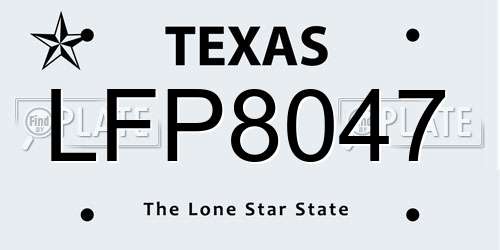 LFP8047 Texas License Plate
