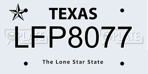LFP8077 Texas License Plate