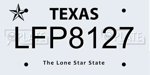 LFP8127 Texas License Plate