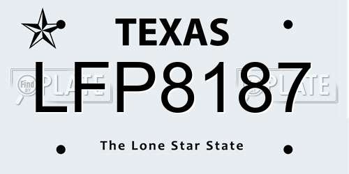 LFP8187 Texas License Plate