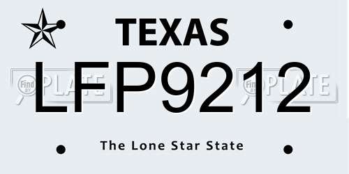 LFP9212 Texas License Plate