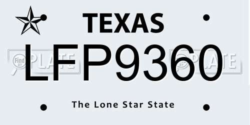 LFP9360 Texas License Plate