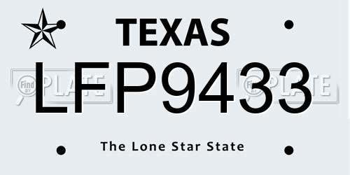 LFP9433 Texas License Plate