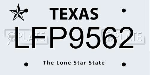 LFP9562 Texas License Plate