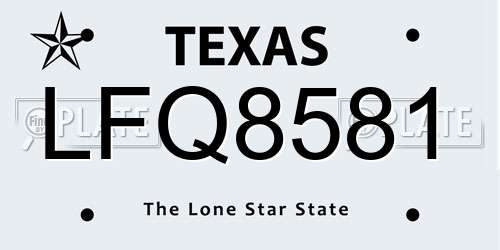 LFQ8581 Texas License Plate