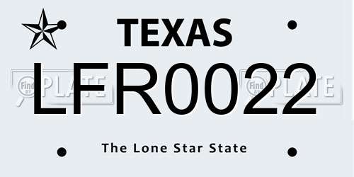 LFR0022 Texas License Plate