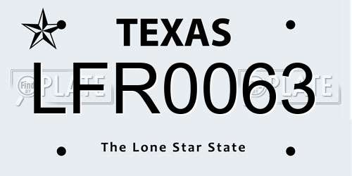 LFR0063 Texas License Plate