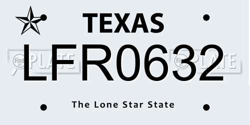 LFR0632 Texas License Plate