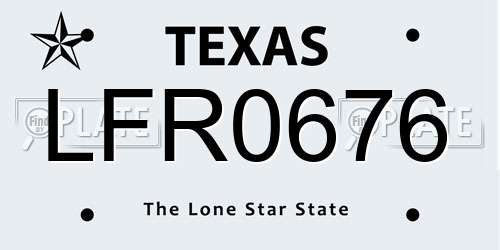 LFR0676 Texas License Plate
