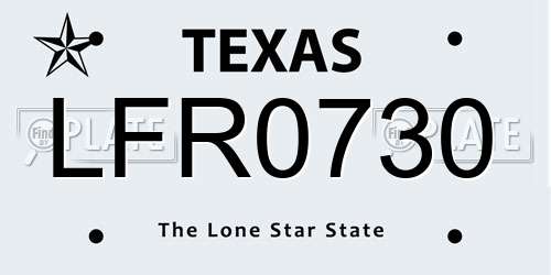 LFR0730 Texas License Plate