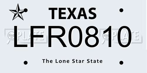 LFR0810 Texas License Plate