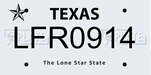 LFR0914 Texas License Plate