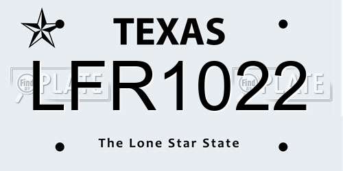 LFR1022 Texas License Plate
