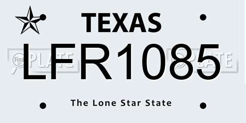 LFR1085 Texas License Plate
