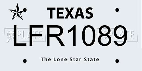 LFR1089 Texas License Plate